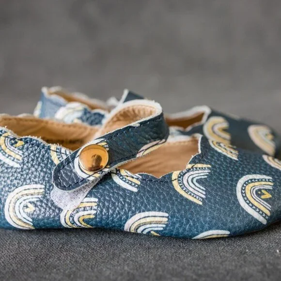 Little Penguin Shoes |  Baby 4 Navy Blue Mary Jane Rainbow - Picture 4 of 9